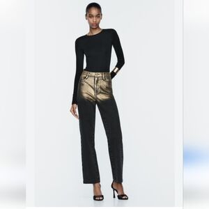 BNWT! Zara high waist Z1975 straight leg foil jeans